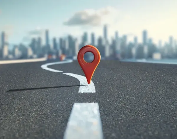 Map pin on the road to finding top medical websites by location