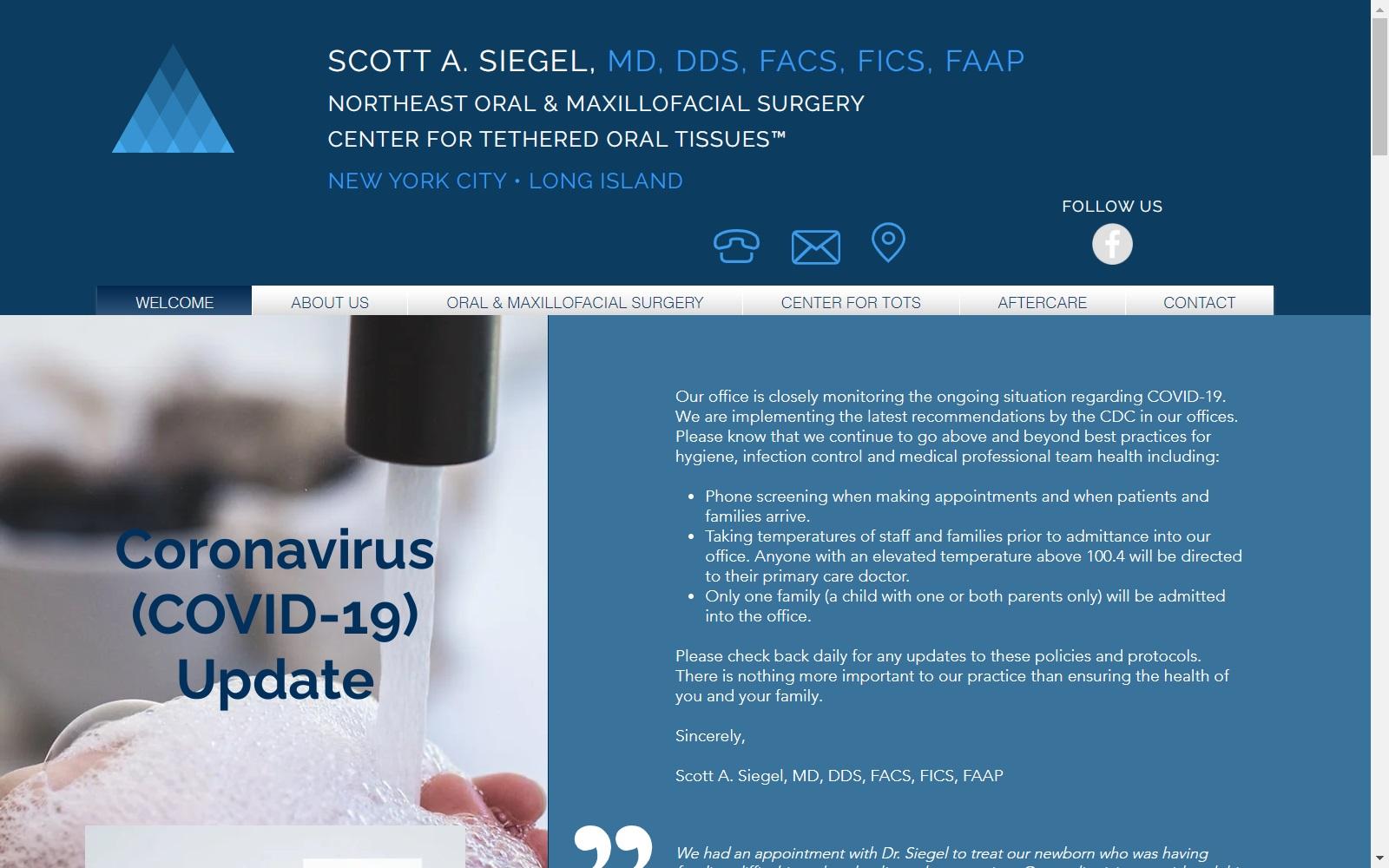 Dr. Scott A. Siegel DDS MD FACS FICS screenshot