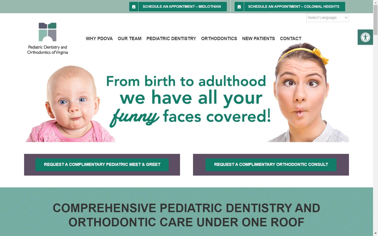 Pediatric Dentistry & Orthodontics of Virginia screenshot