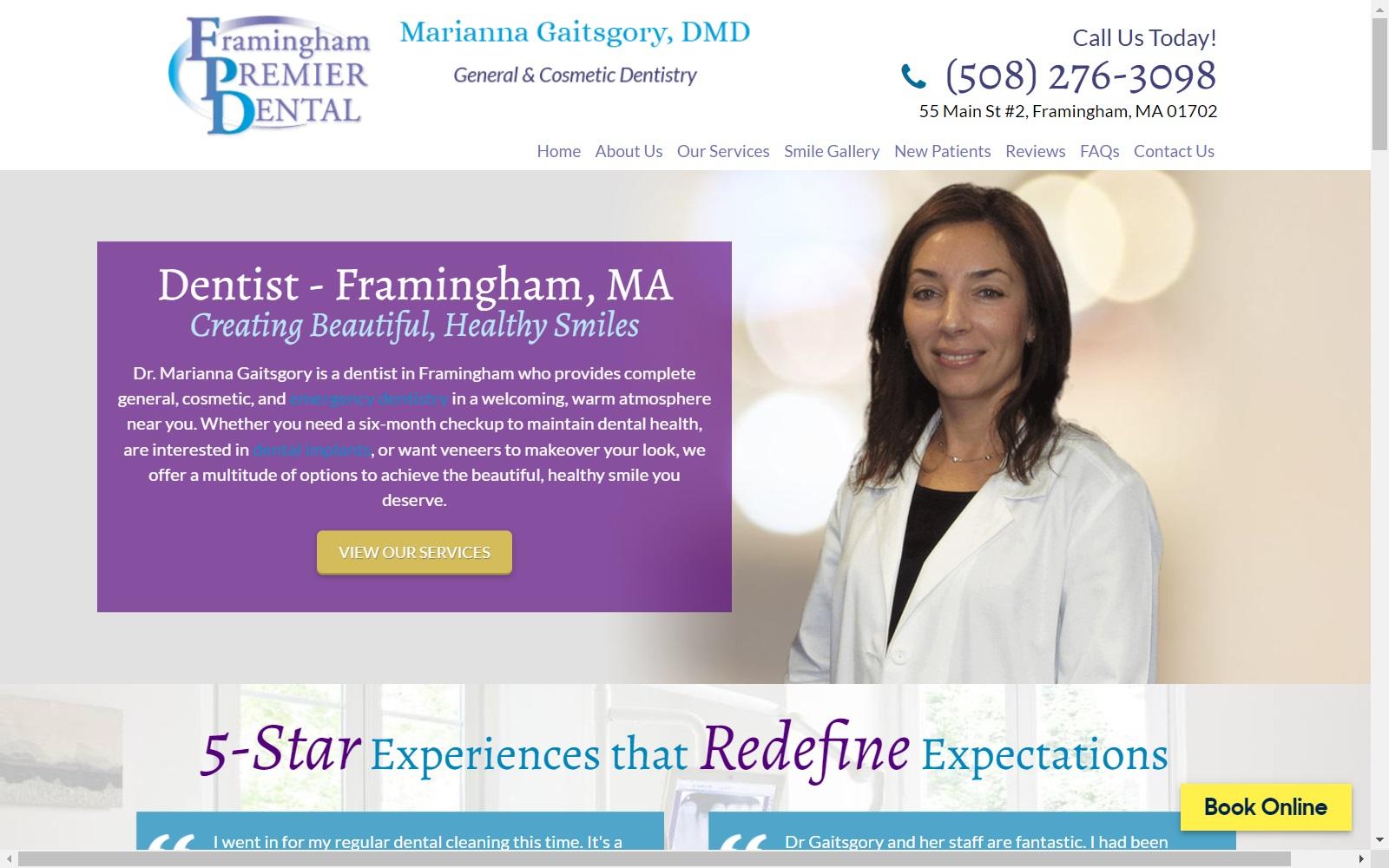 Framingham Premier Dental screenshot