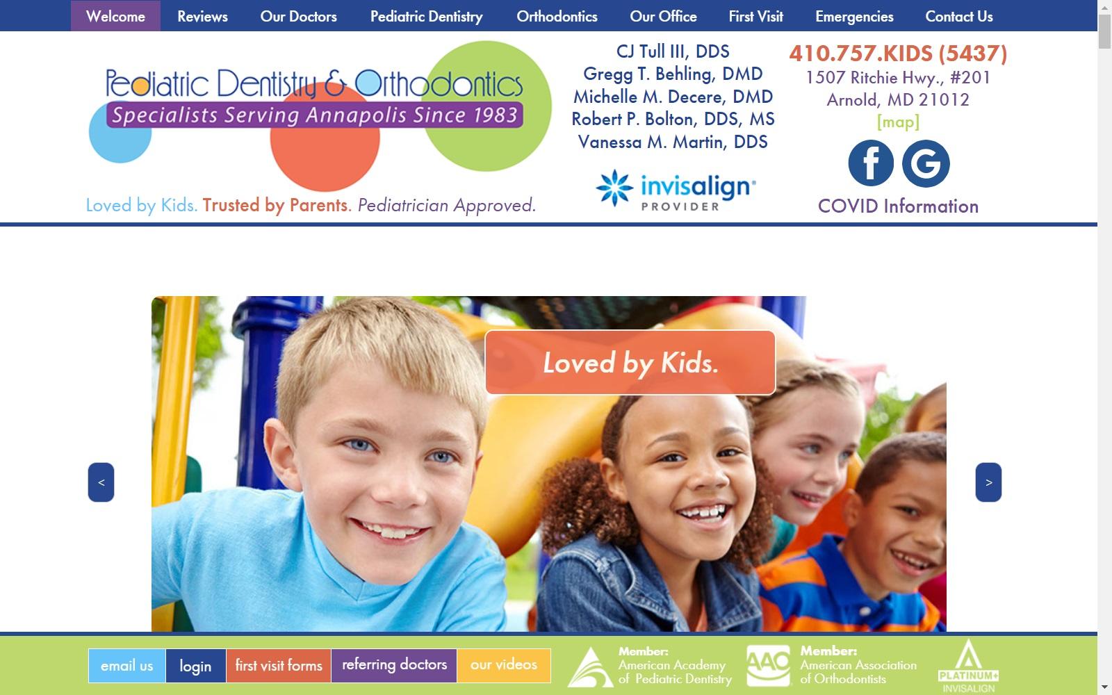 Pediatric Dentistry & Orthodontics Drs. Behling, Decere & Bolton screenshot