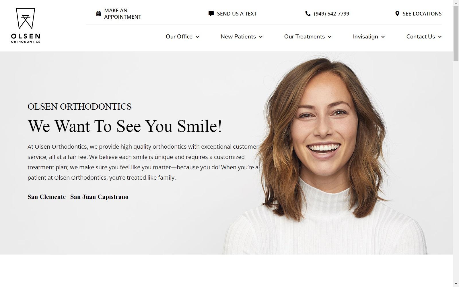 Olsen Orthodontics screenshot