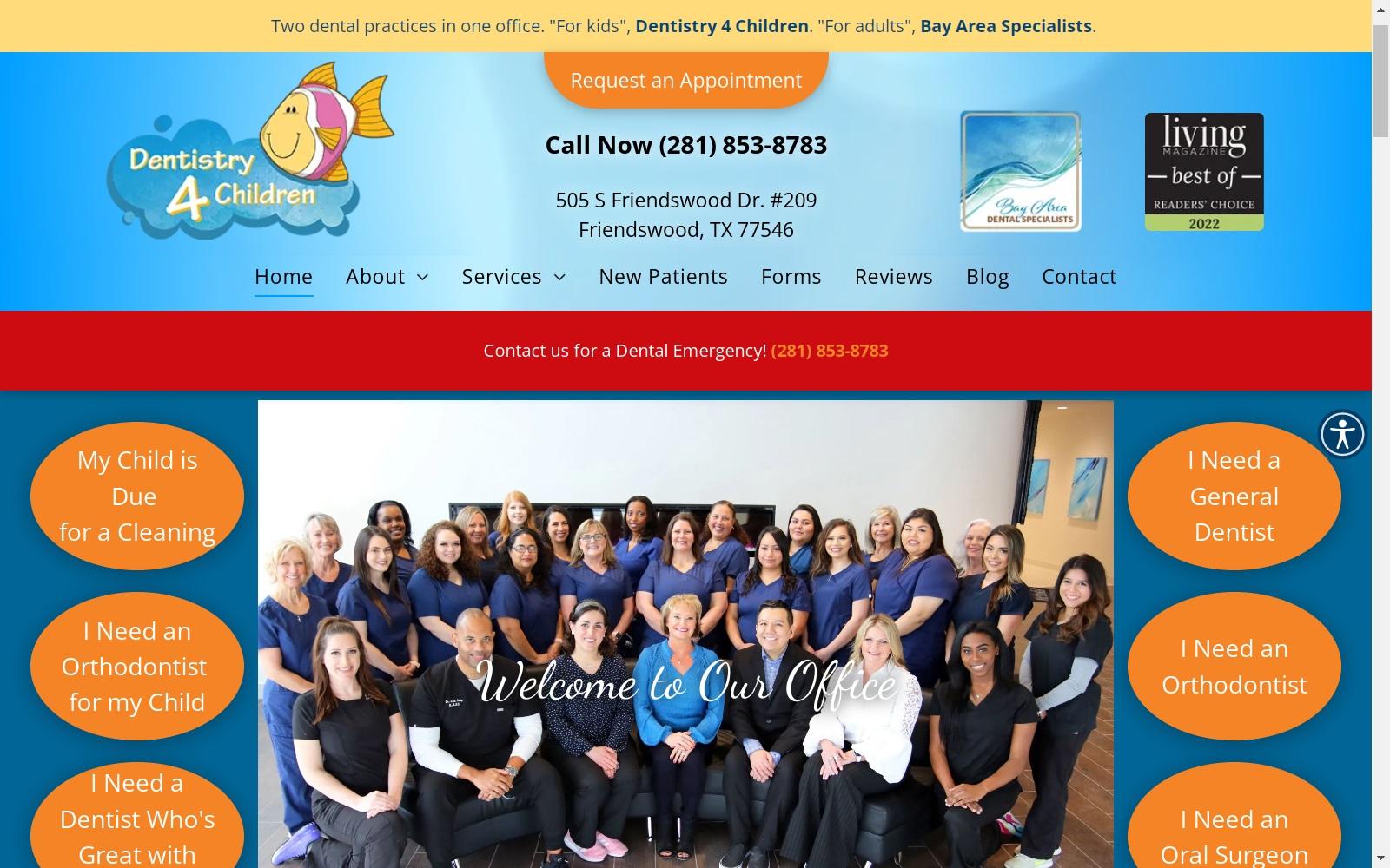 Dentist Friendswood - Dentistry 4 Children, Bay Area Dental Specialists screenshot