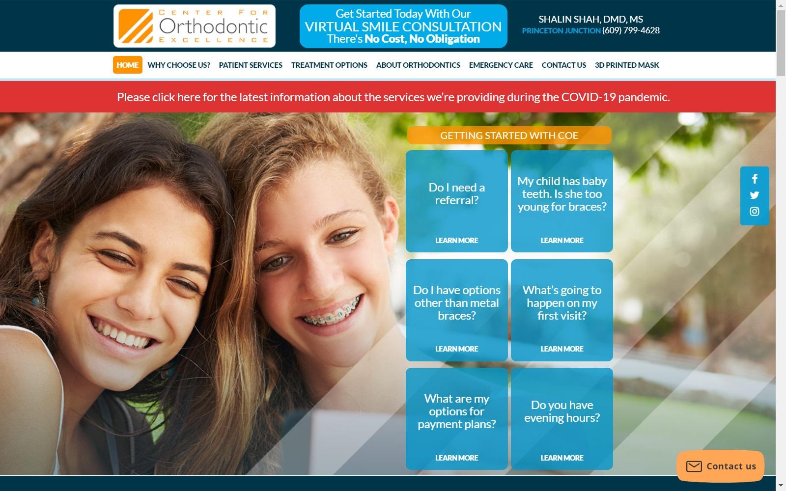 Center for Orthodontic Excellence screenshot