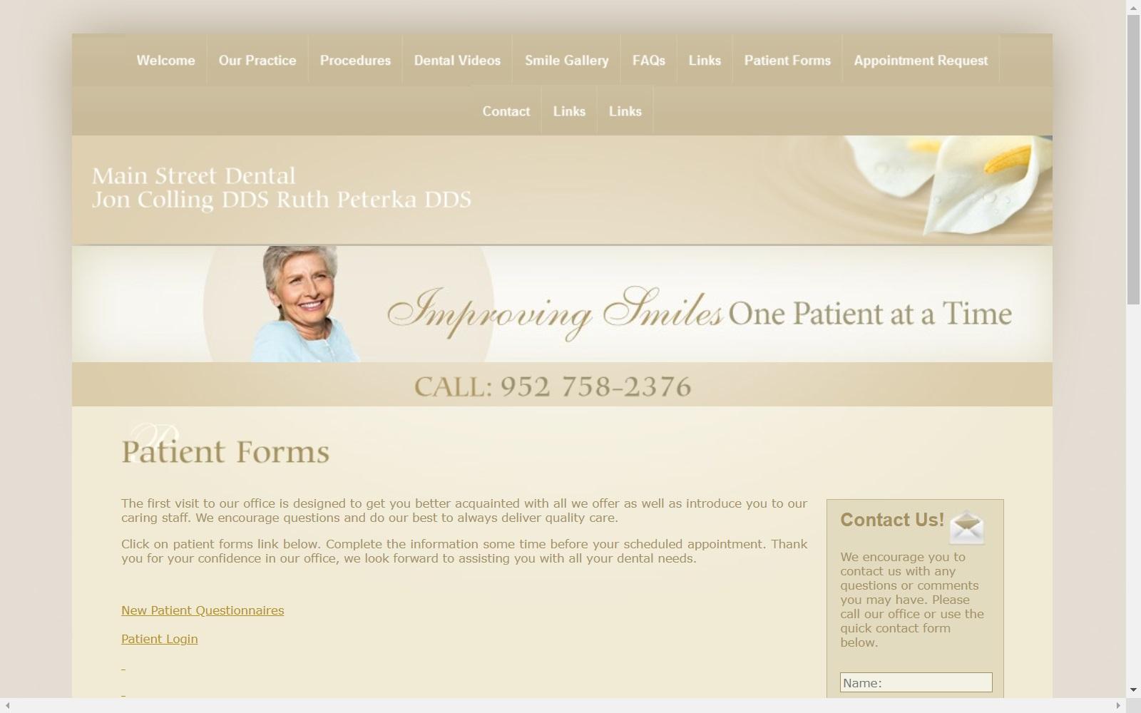Dr. Jon P. Colling DDS Main Street Dental screenshot