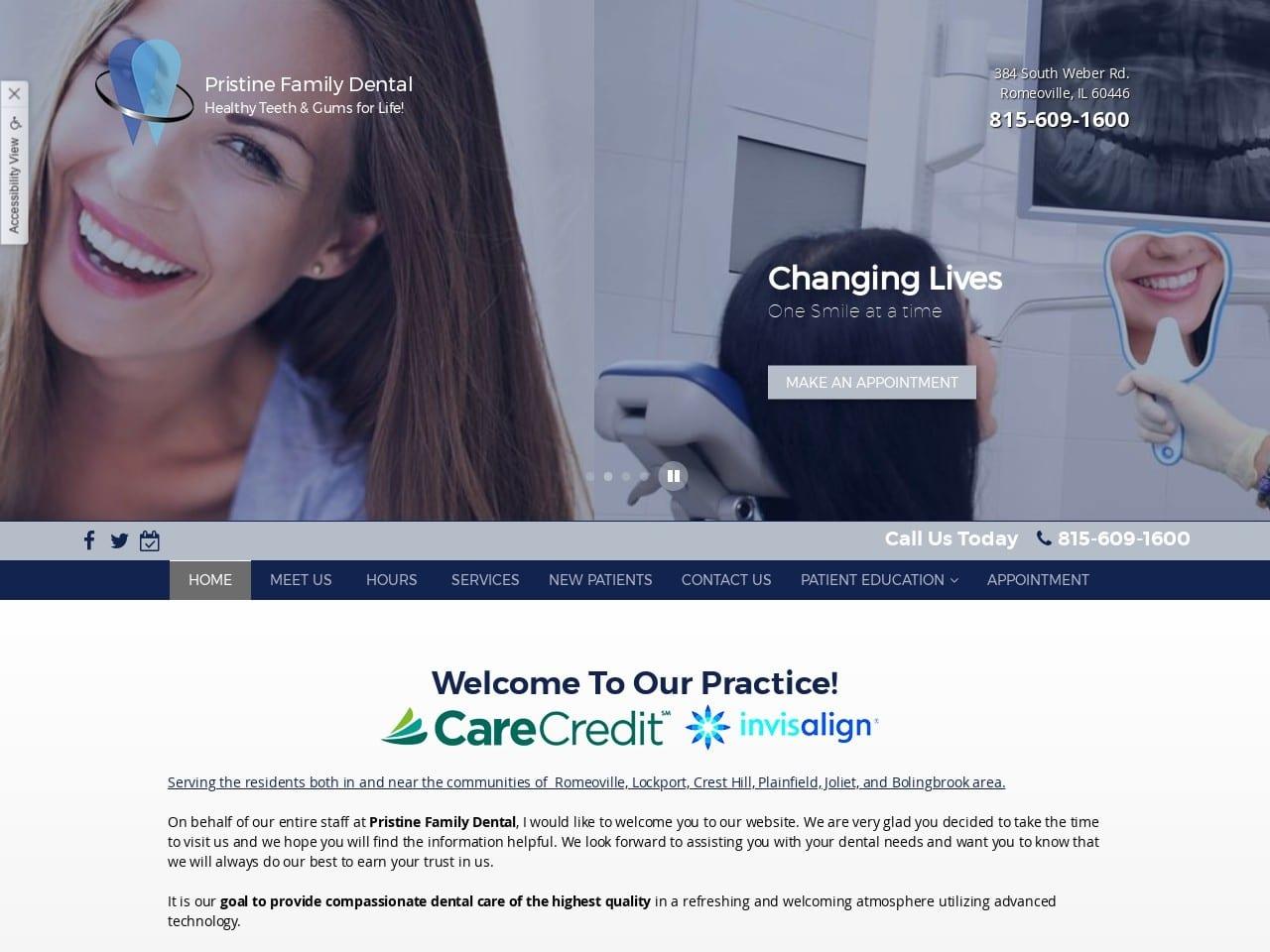 Pristine Family Dental screenshot