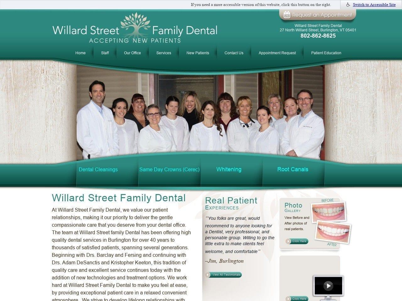Willard Street Family Dental Dr. Adam Desanctis Dd screenshot
