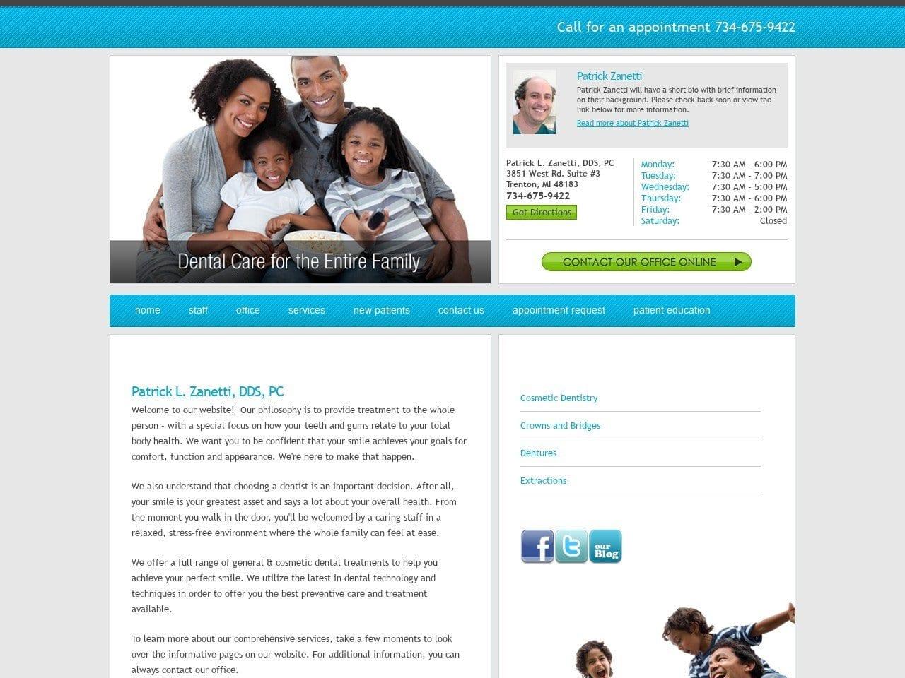 Patrick L. Zanetti DDS PC screenshot