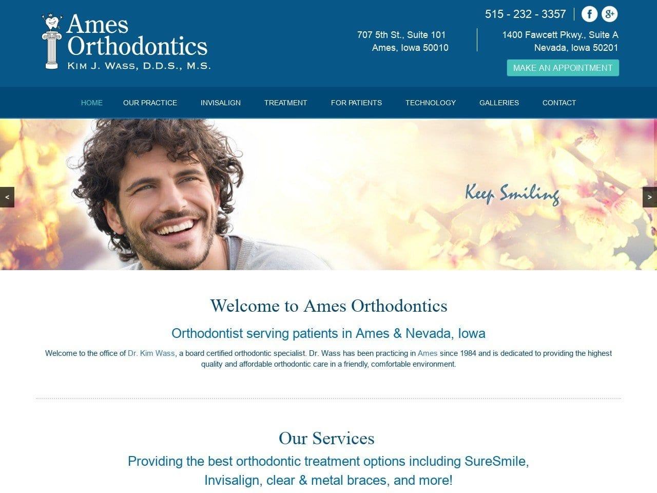 Ames Orthodontics; Kim J. Wass DDS MS screenshot