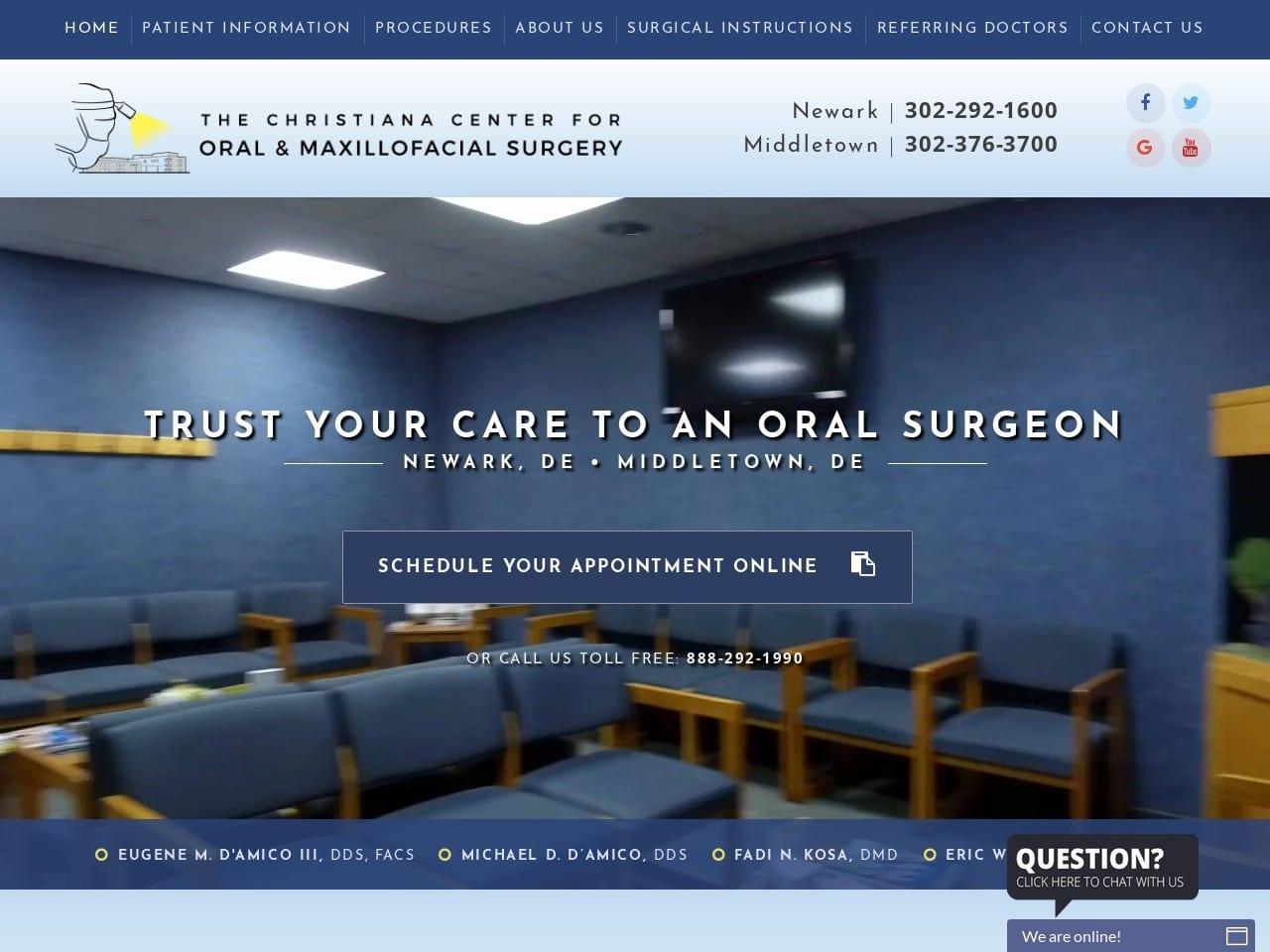 The Christiana Center For Oral & Maxillofacial Surgery screenshot