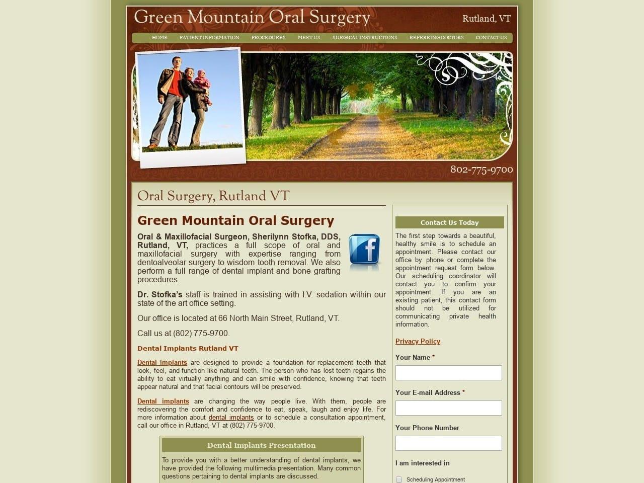 Green Mountain Oral Surgery Stofka Sherilynn DDS