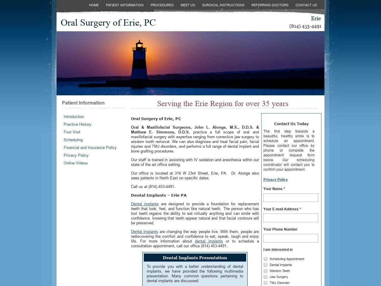 Oral Surgery of Erie Simmons Matthew E DDS screenshot