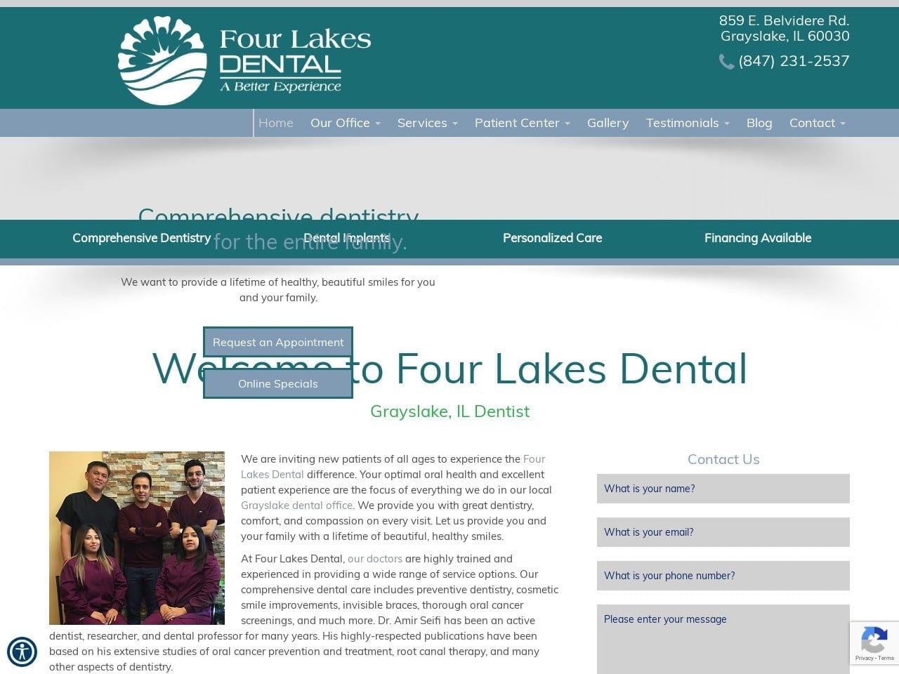 Four Lakes Dental of Grayslake IL Dr. Amir Seifi screenshot