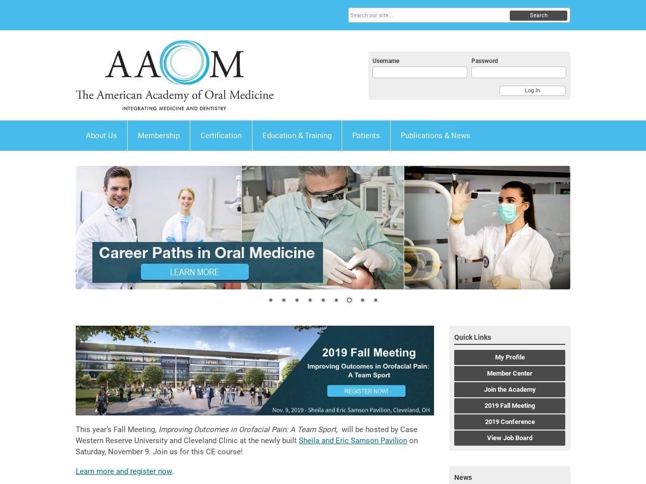 American Academy of Oral Medicine screenshot