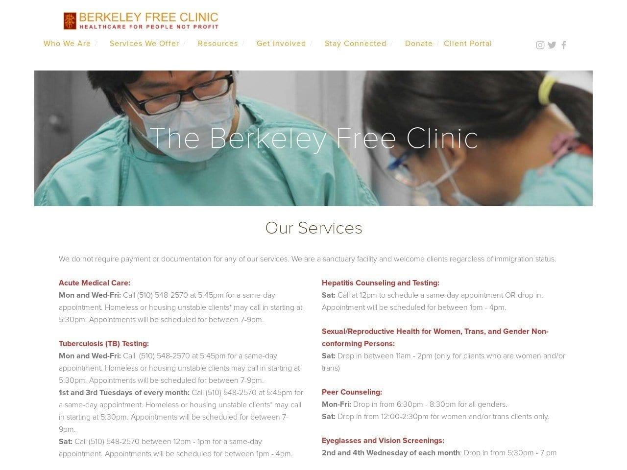 Berkeley Free Clinic screenshot
