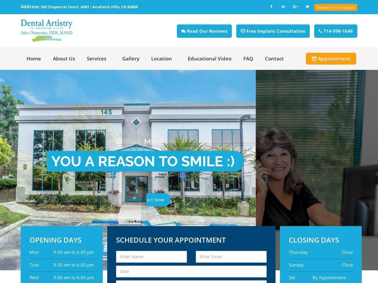 Dental Artistry In Anaheim Hills Ohanesian Sako DDS