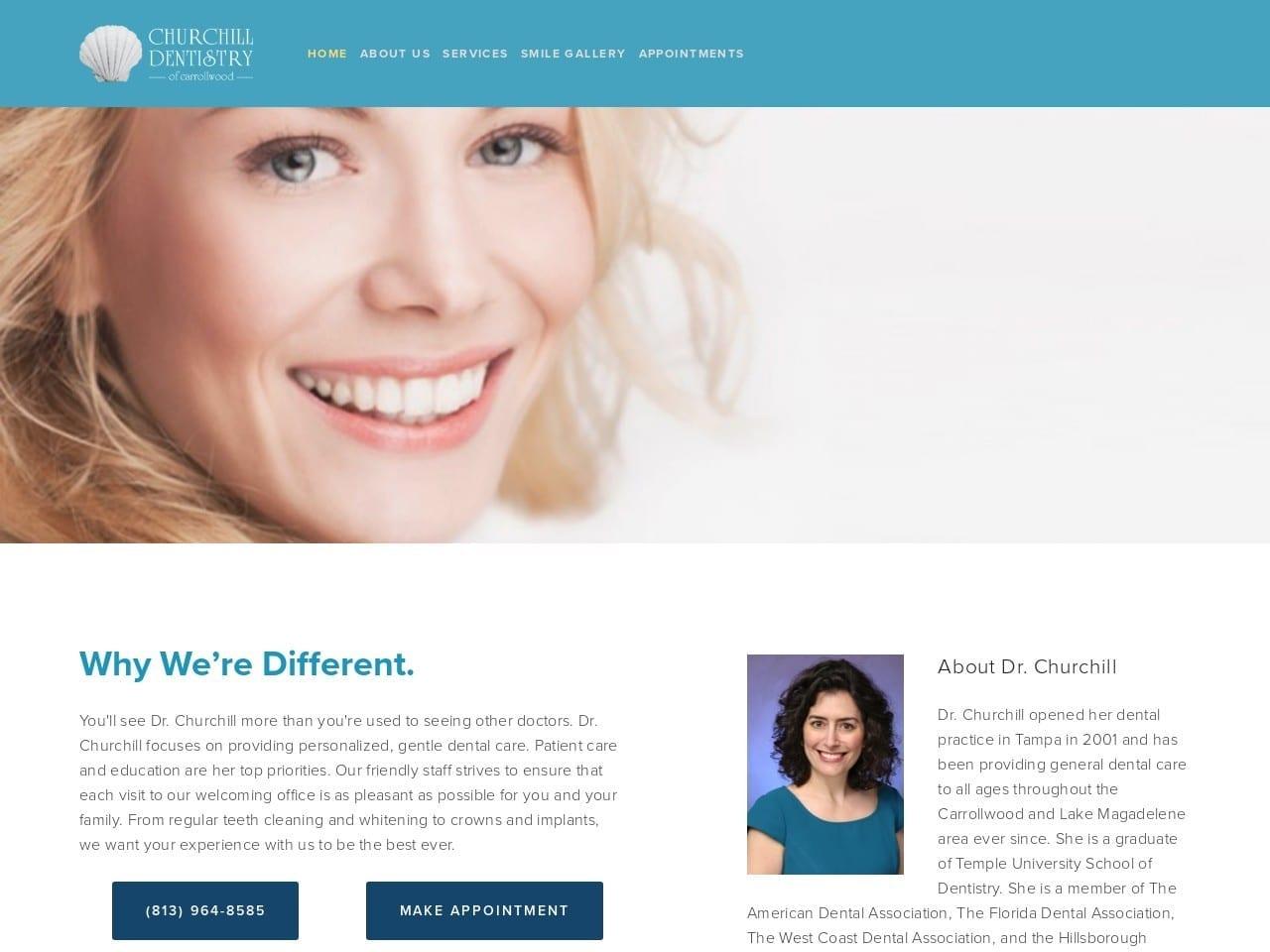 Churchill Dentistry Wendy Churchill DMD screenshot