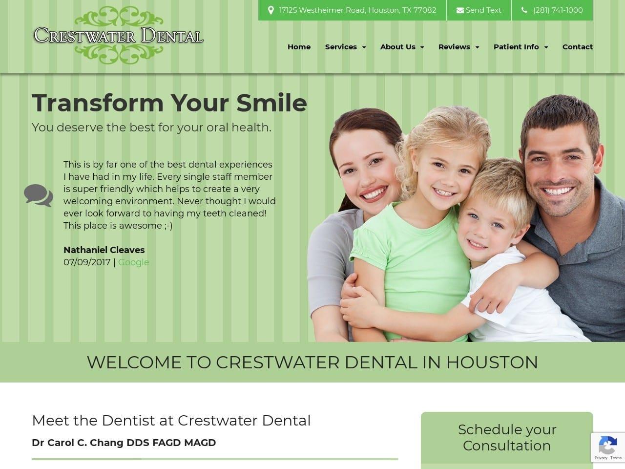 Crestwater Dental Dr Carol C. Chang DDS FAGD screenshot