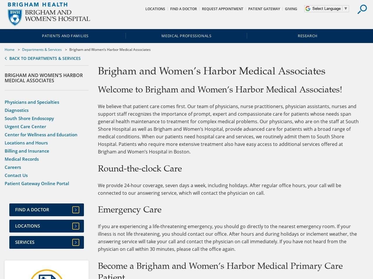 Brigham & Women’s Harbor Medical Associates screenshot