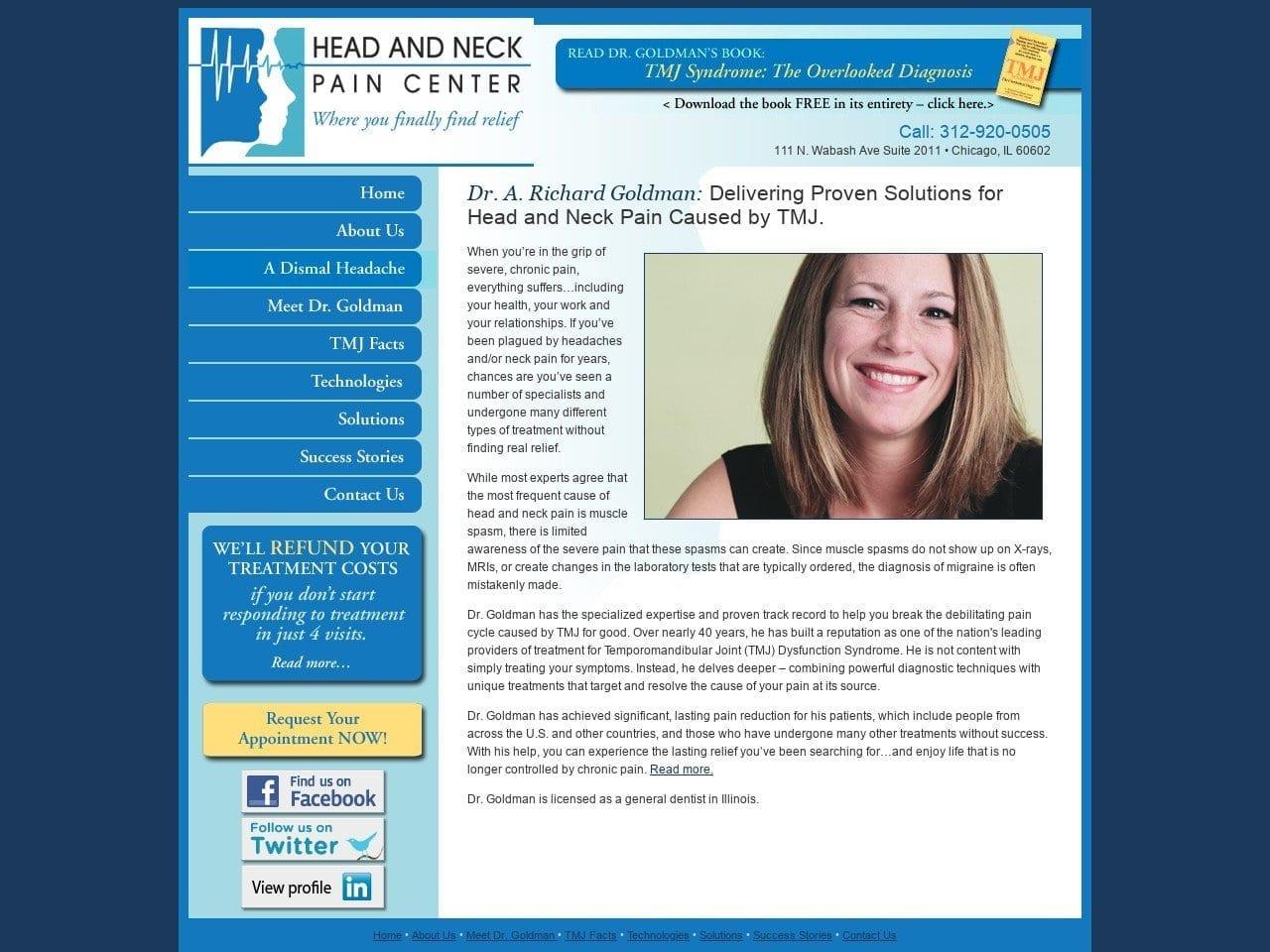 Head & Neck Pain Center Goldman Richard A DDS screenshot