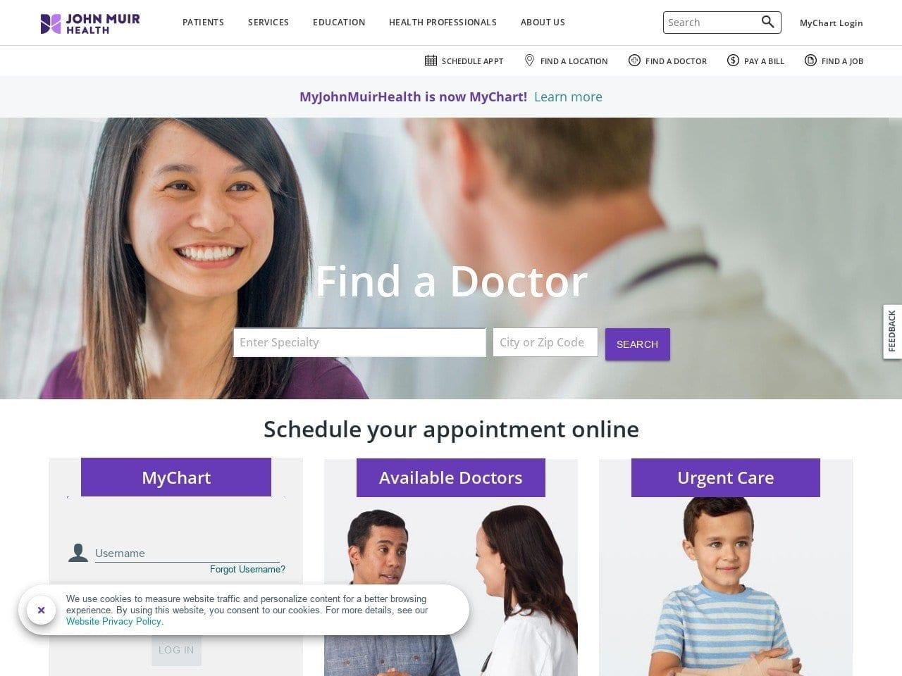 John Muir Medical Group screenshot