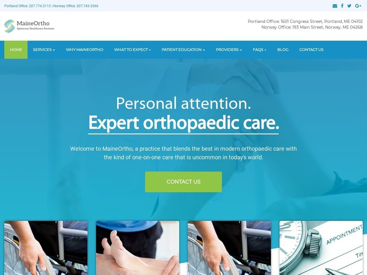 Maine Orthopaedic Center PA Hanley Sean T MD screenshot