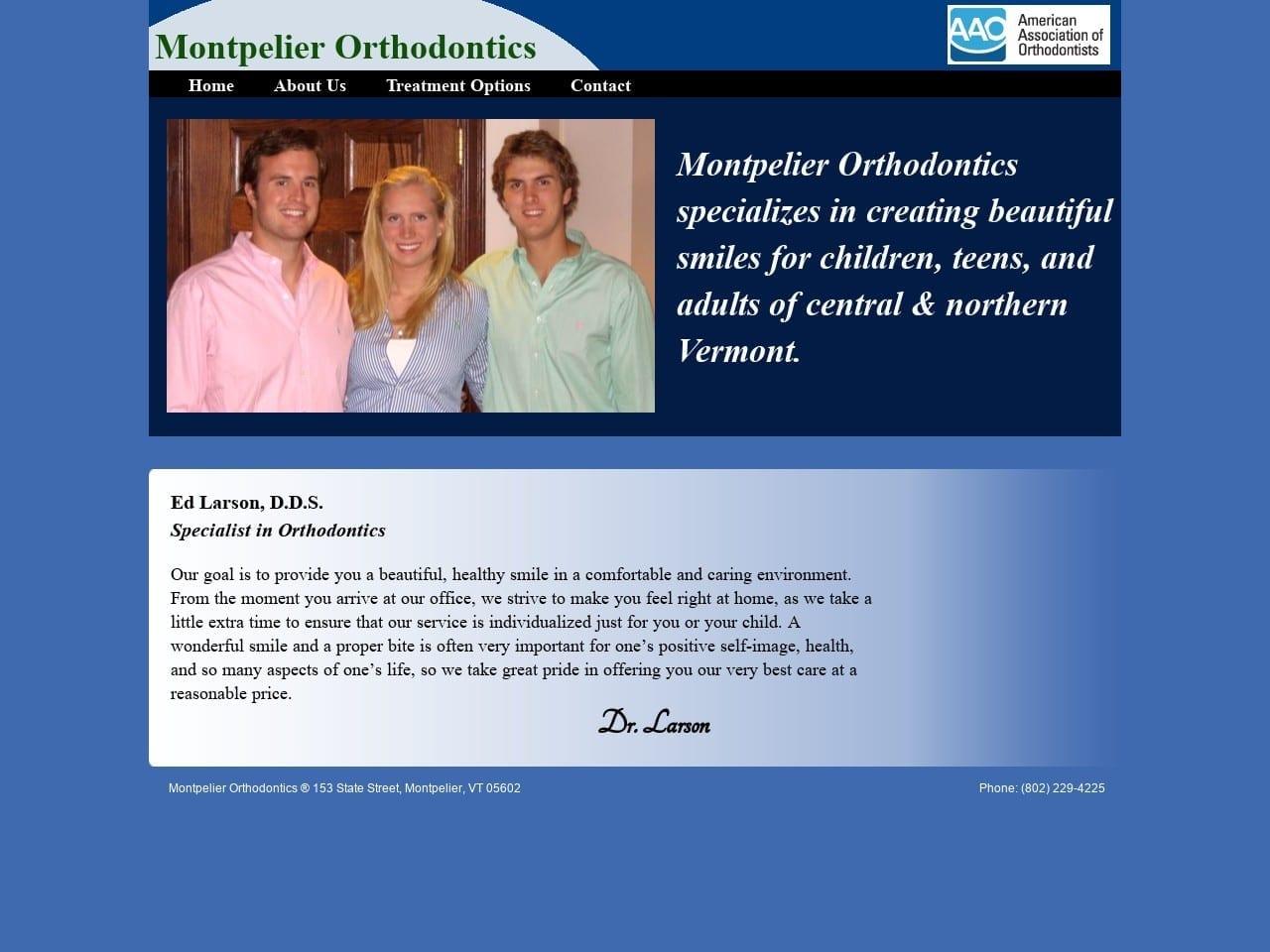 Montpelier Orthodontics Edwin Larson D.D.S. screenshot