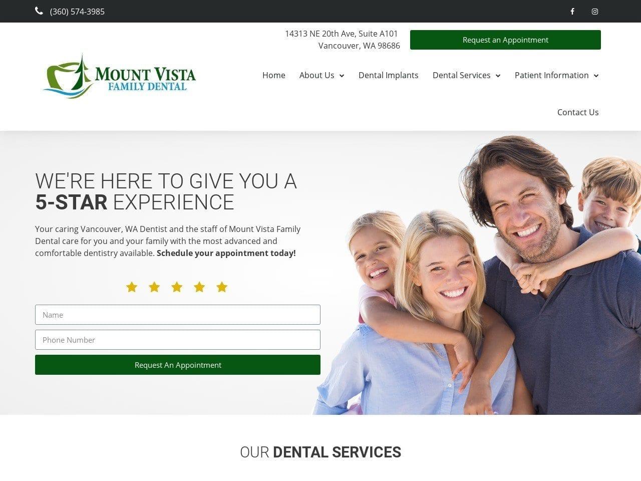 Mount Vista Family Dental screenshot