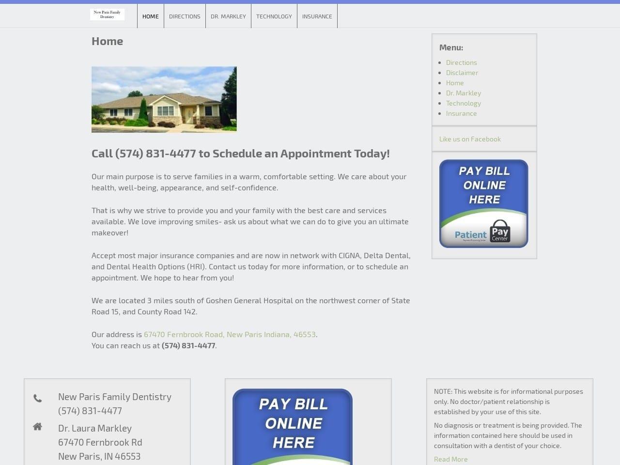 New Paris Family Dentistry Markley Laura DDS screenshot