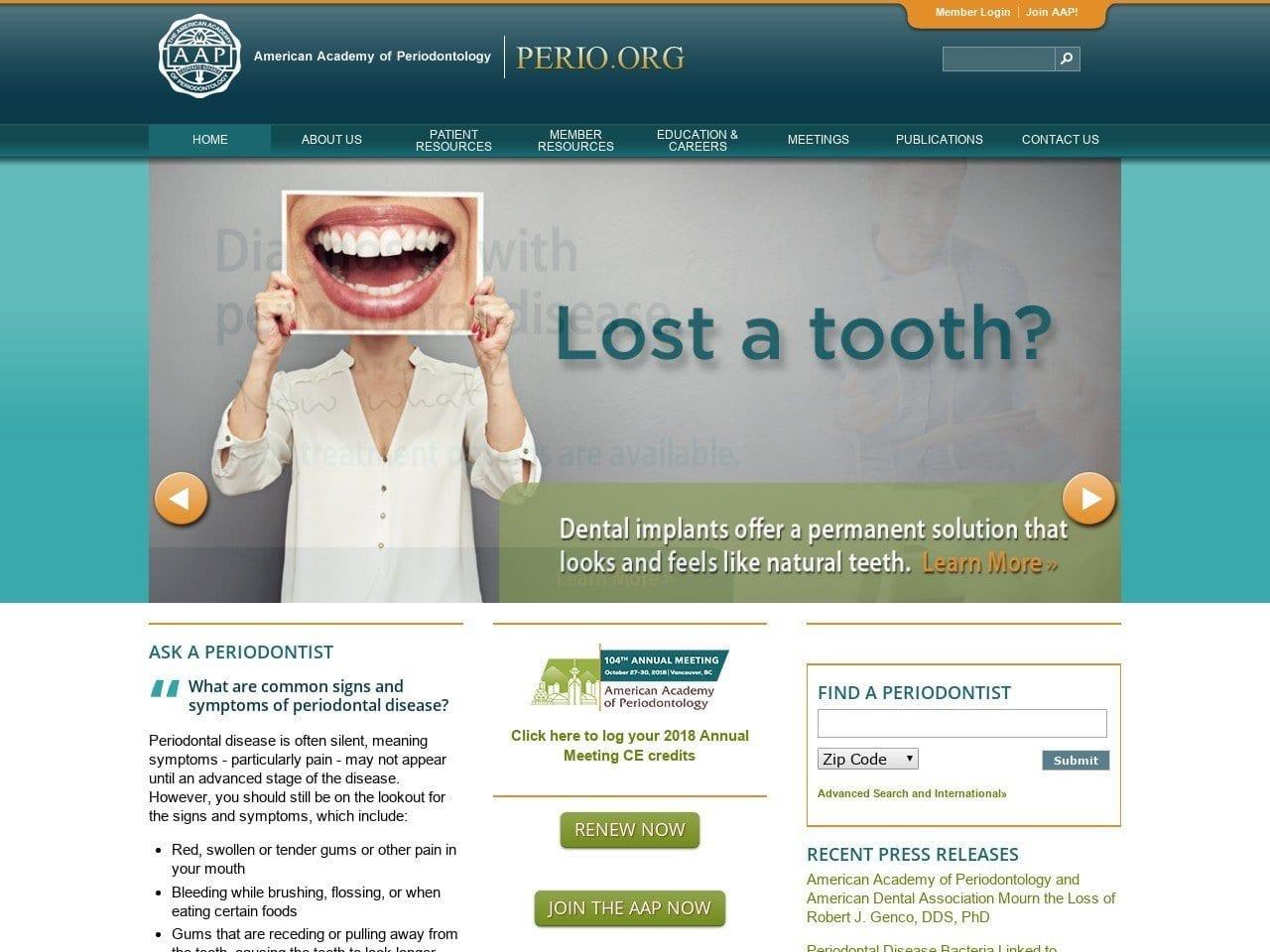 Amer Academy of Periodontology screenshot