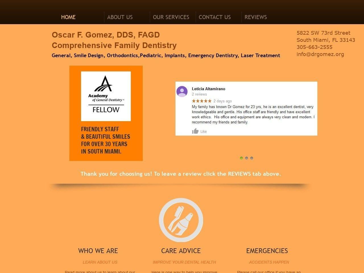 Oscar F. Gomez DDS Dentist screenshot
