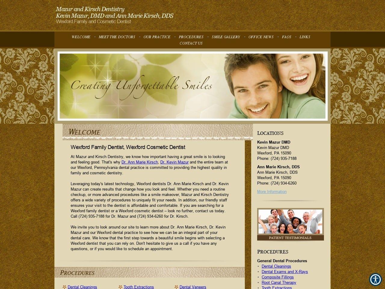 Mazur & Kirsch Dentistry screenshot
