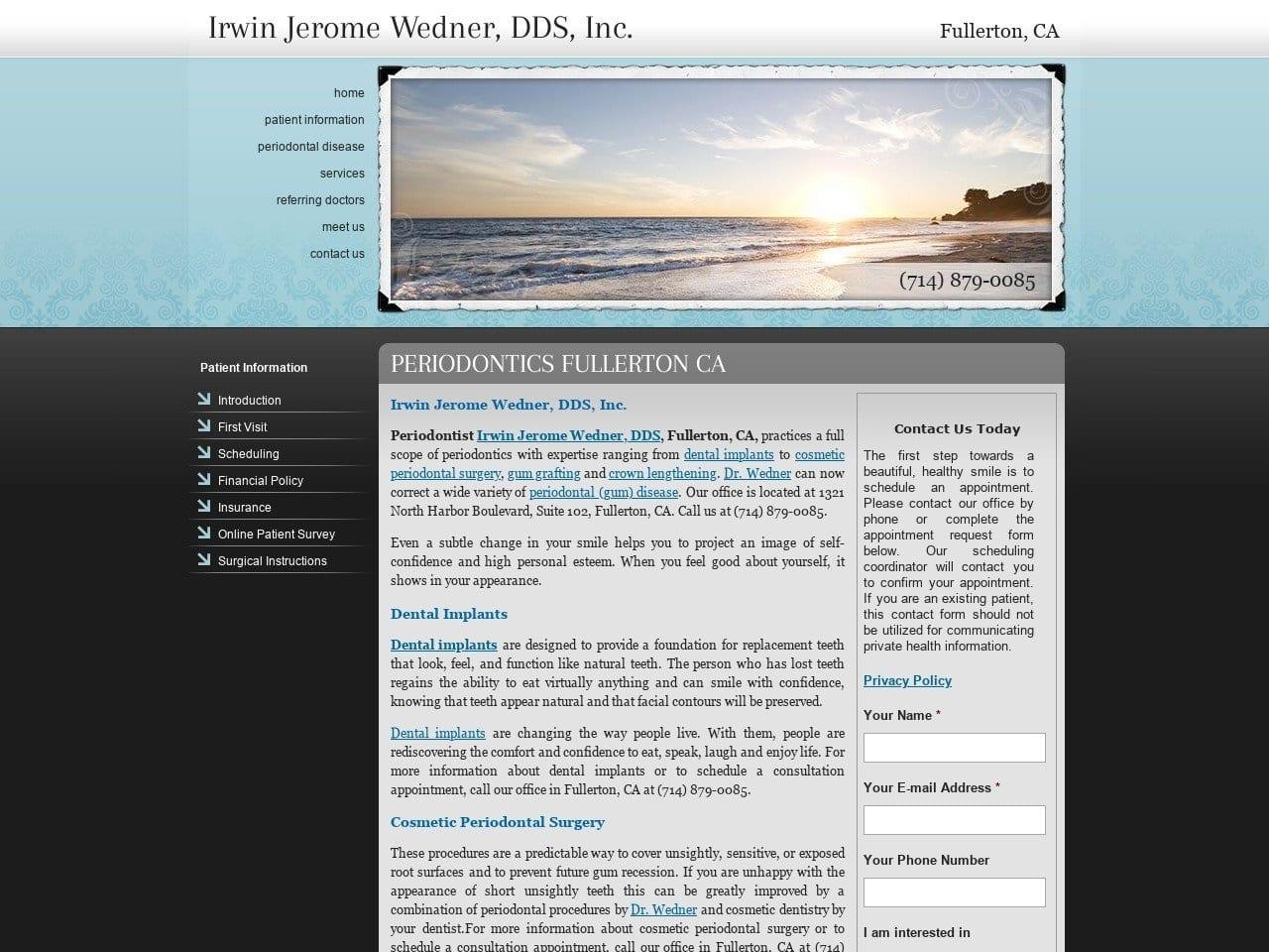 Irwin Jerome Wedner DDS Inc. screenshot