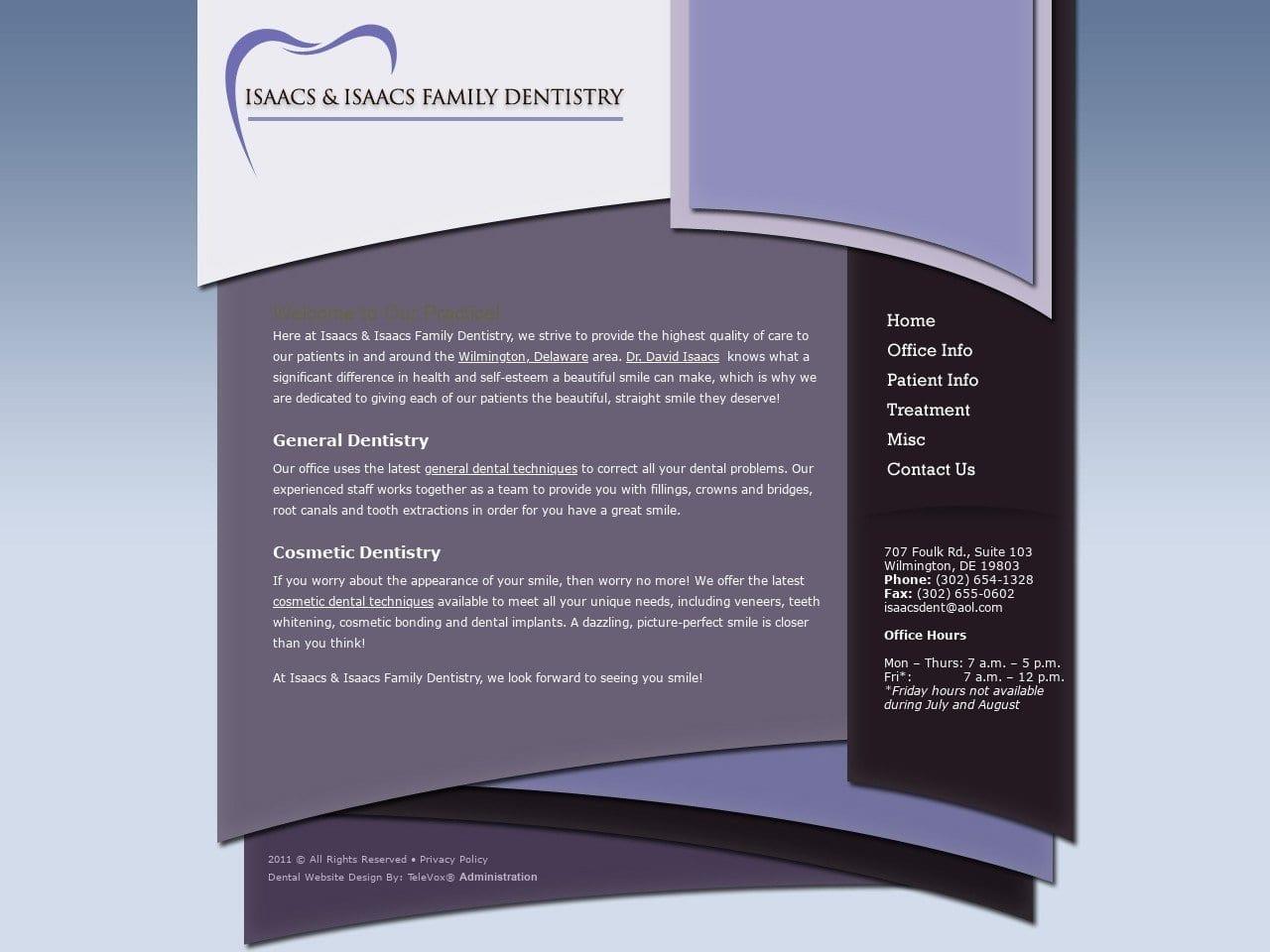Isaacs & Isaacs Family Dentistry screenshot