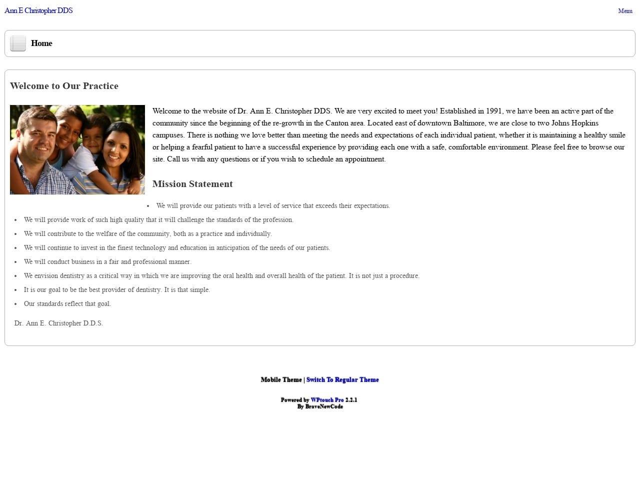 Ann E. Christopher DDS screenshot