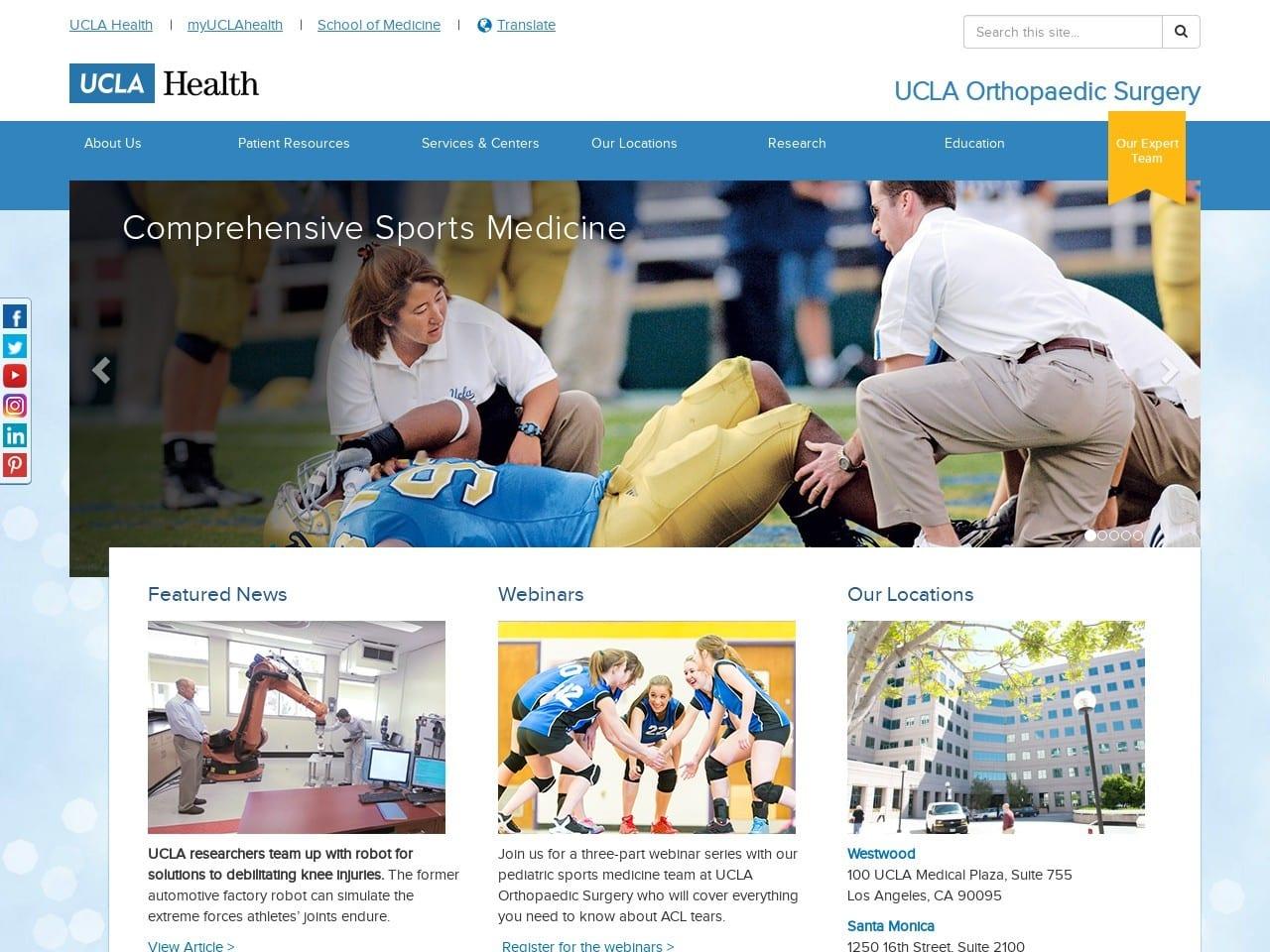 UCLA Orthopaedic Surgery screenshot