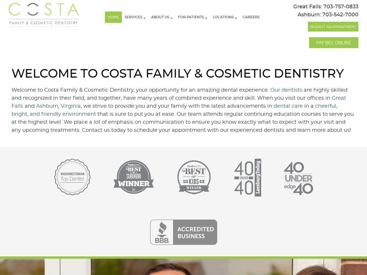 Costa Family & Cosmetic Dentistry screenshot