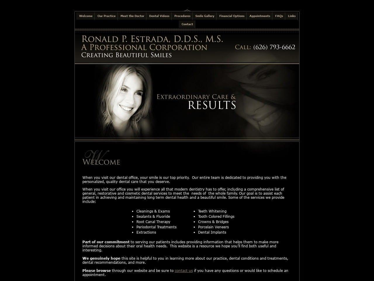 Ronald P. Estrada, DDS, MS, Inc. screenshot