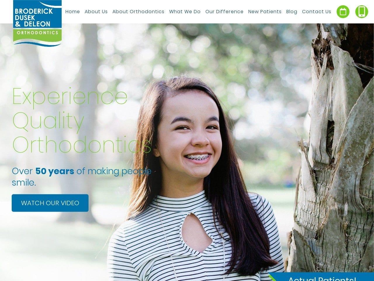 Broderick, Dusek & DeLeon Orthodontics screenshot