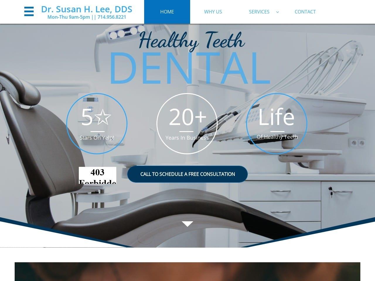 Susan H. Lee D.D.S. Dentist screenshot