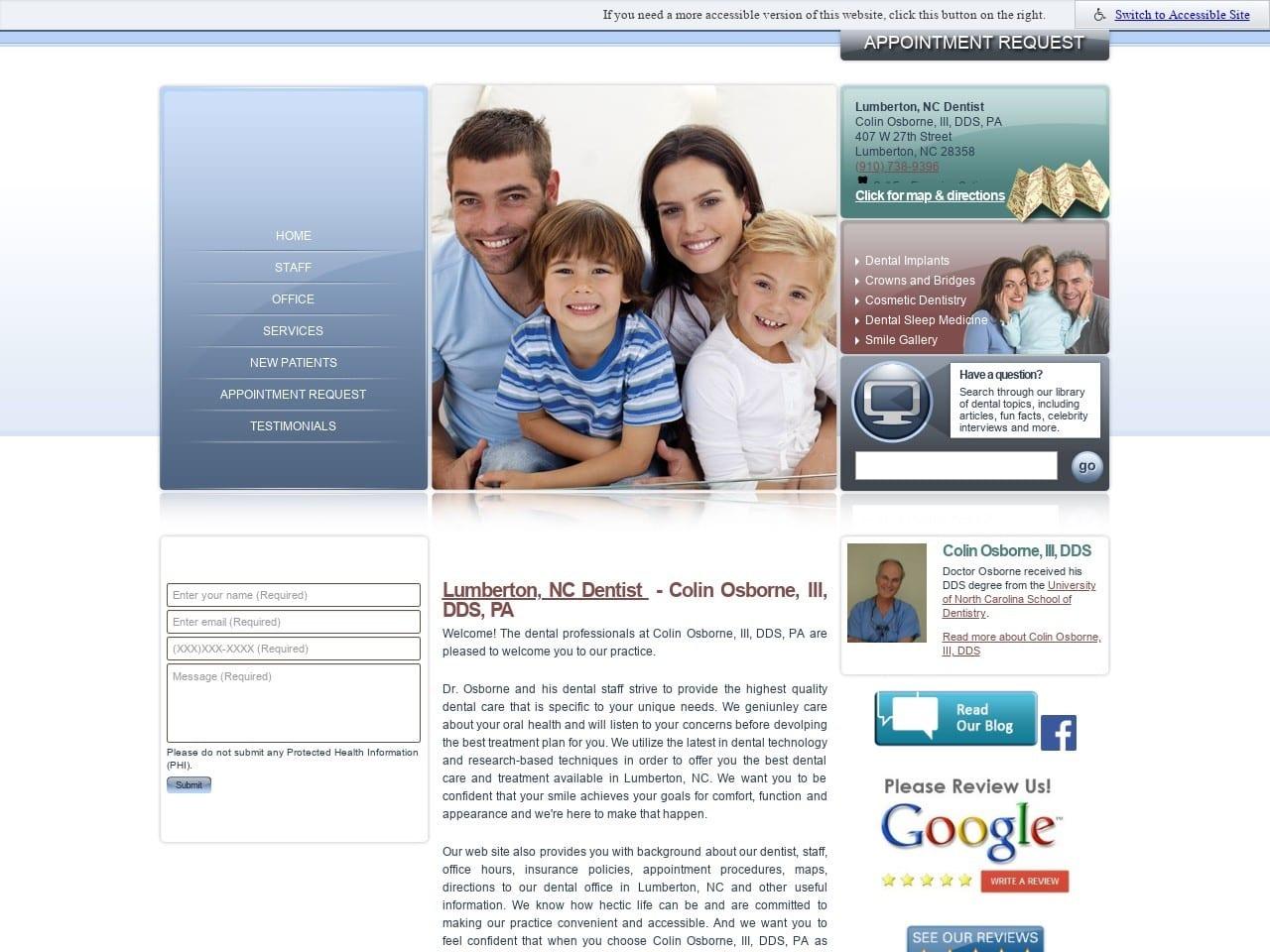 Colin P. Osborne III DDS PA screenshot