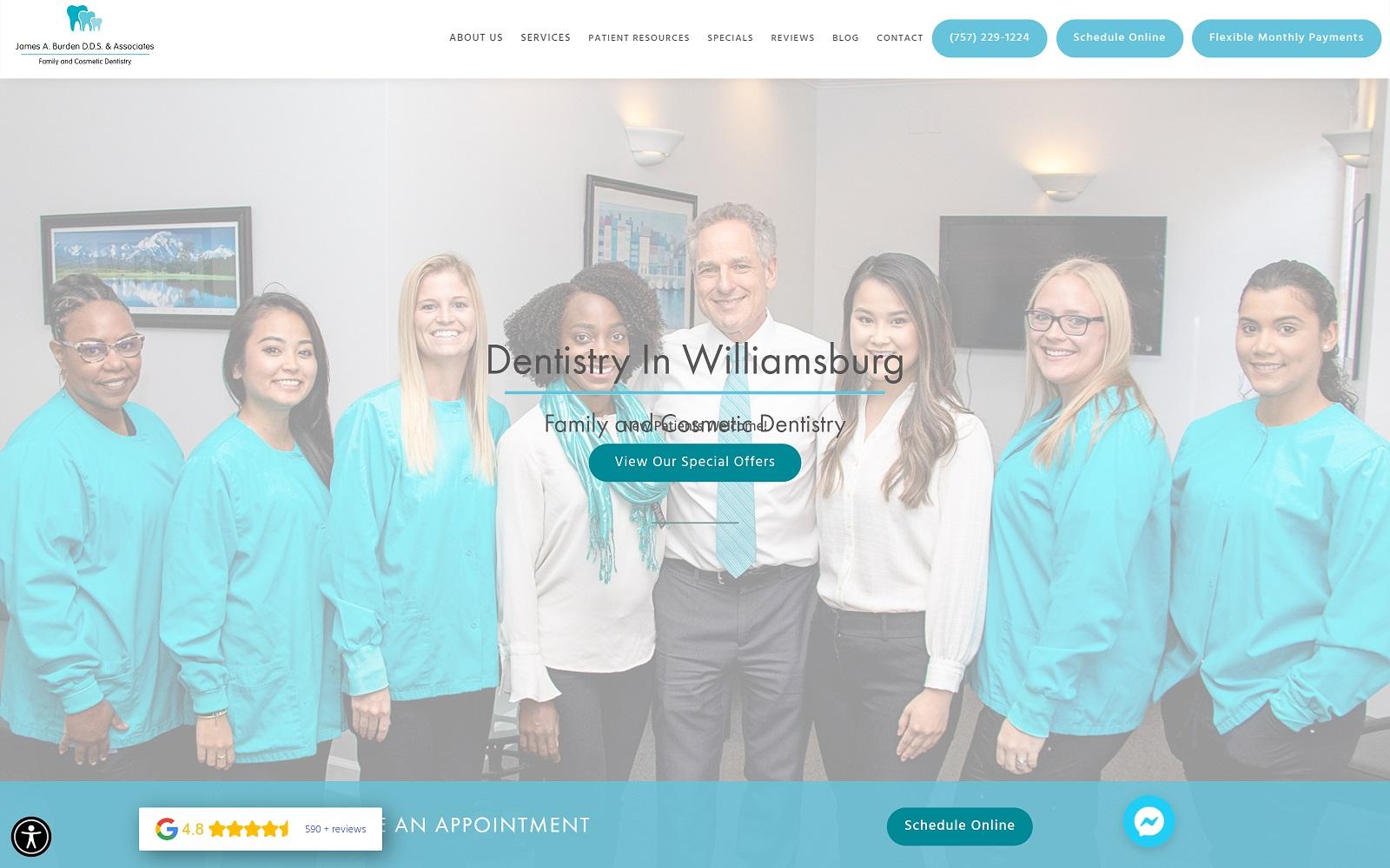 James A. Burden, D.D.S. & Associates screenshot