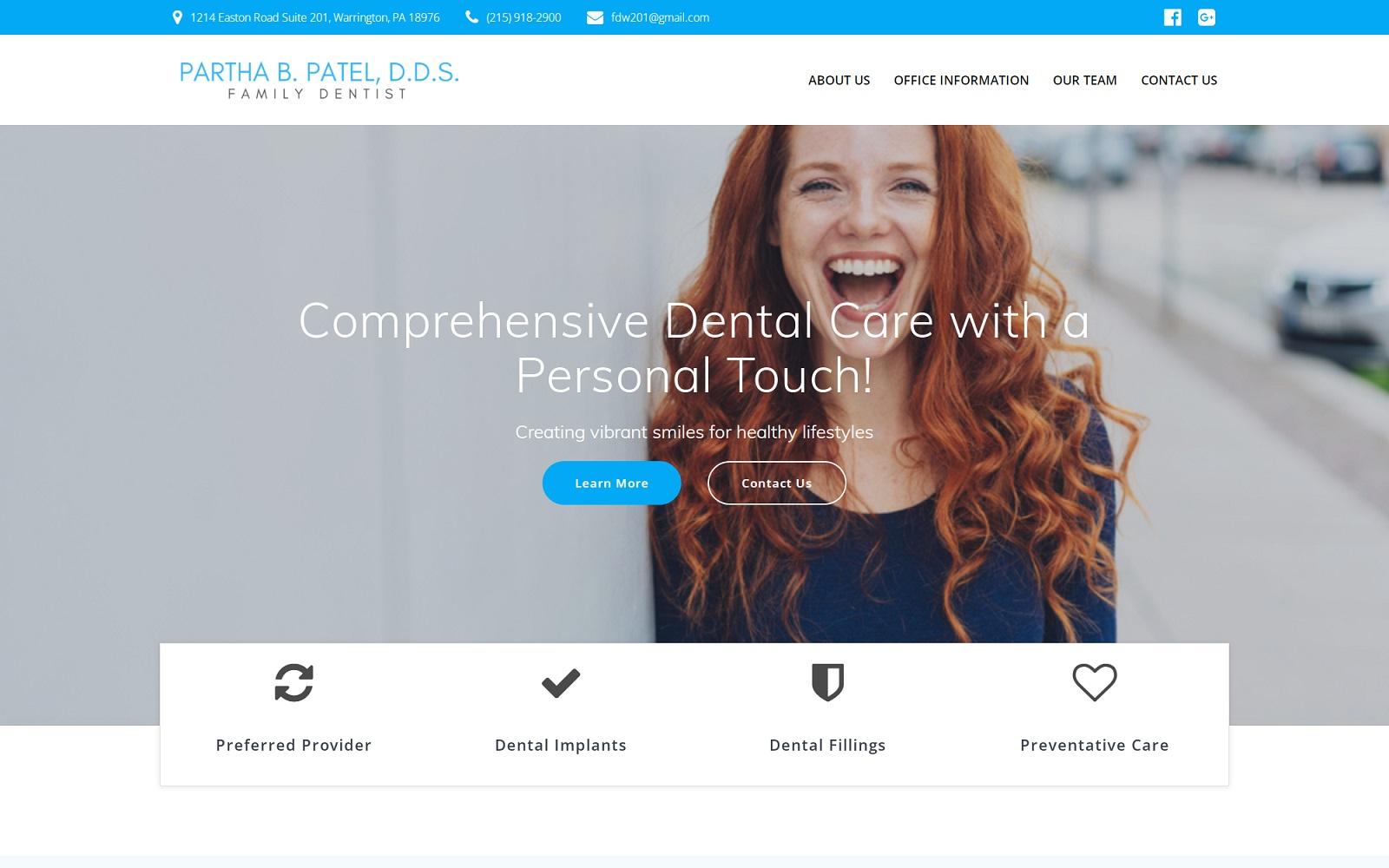 Partha B. Patel, D.D.S., P.C. screenshot