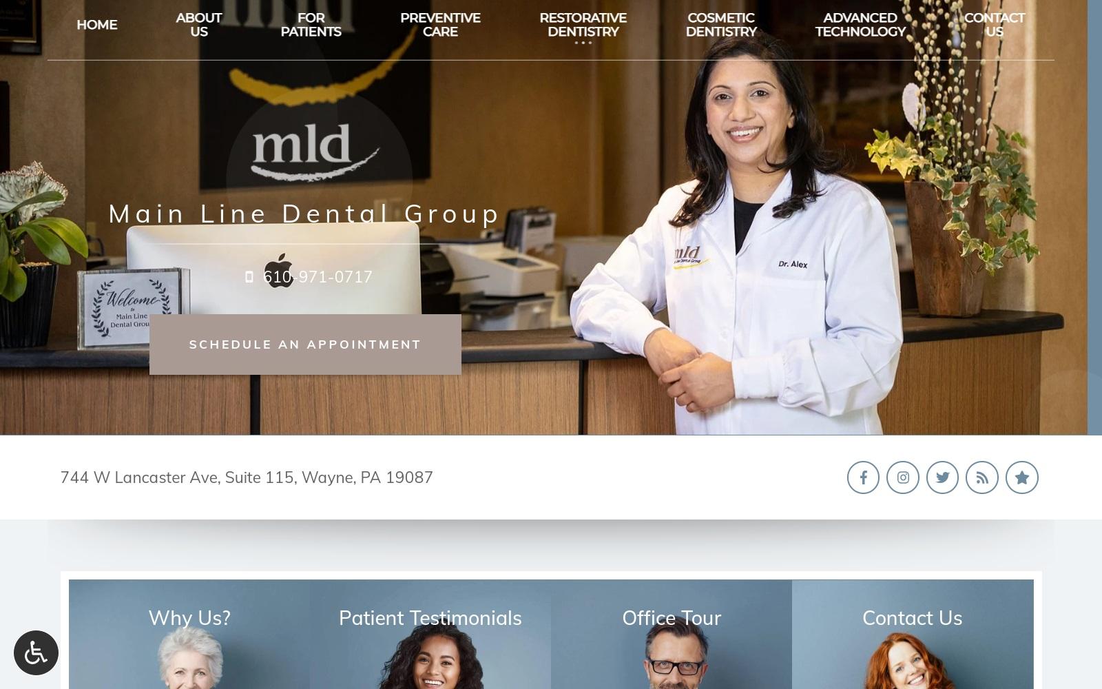 Main Line Dental Group & Wayne PA Prosthodontists screenshot