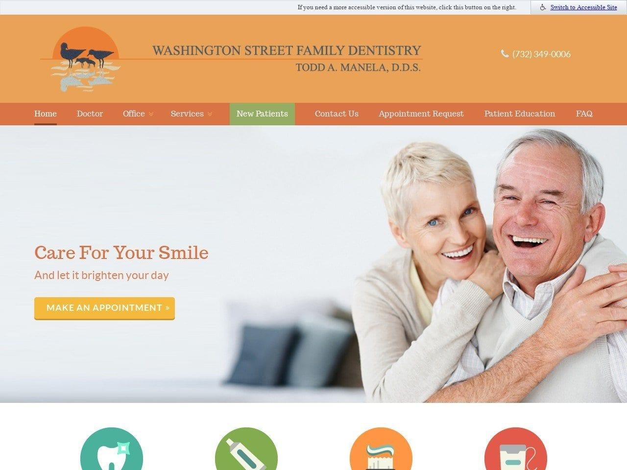 Washington Street Family Dentistry Todd A. Manela screenshot