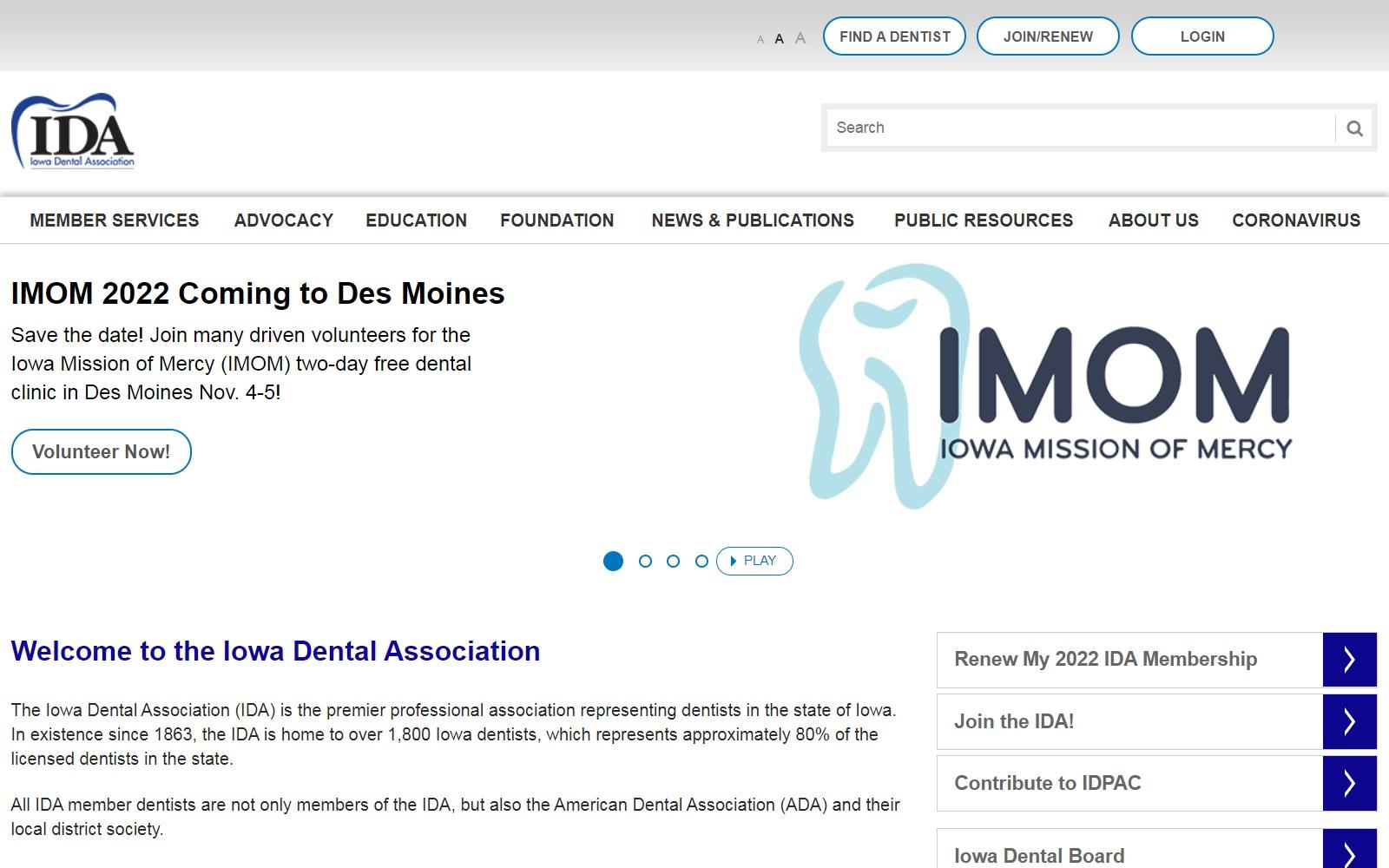 Iowa Dental Association screenshot