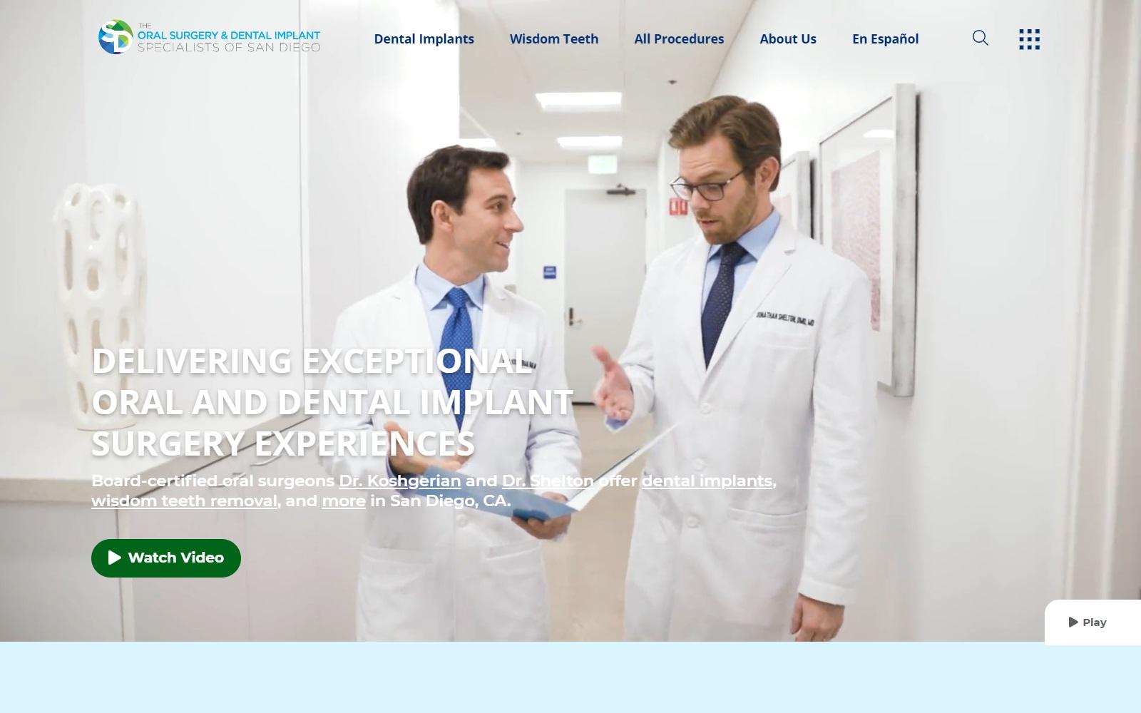 The Oral Surgery & Dental Implant Specialists of San Diego screenshot