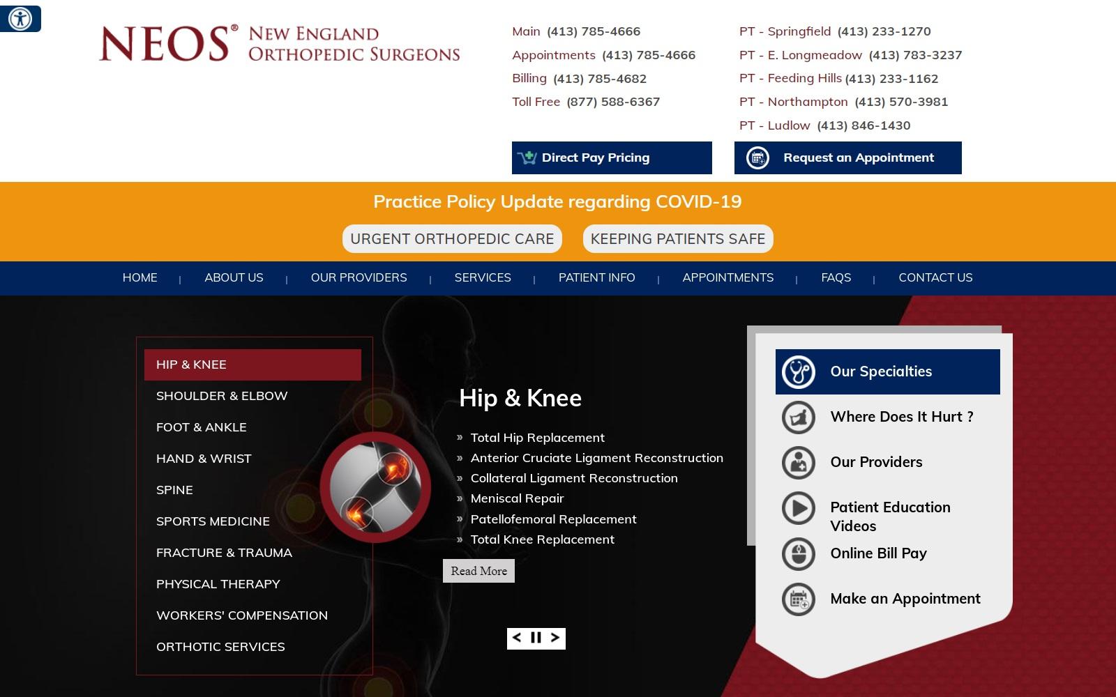 New England Ortho Surgeons screenshot
