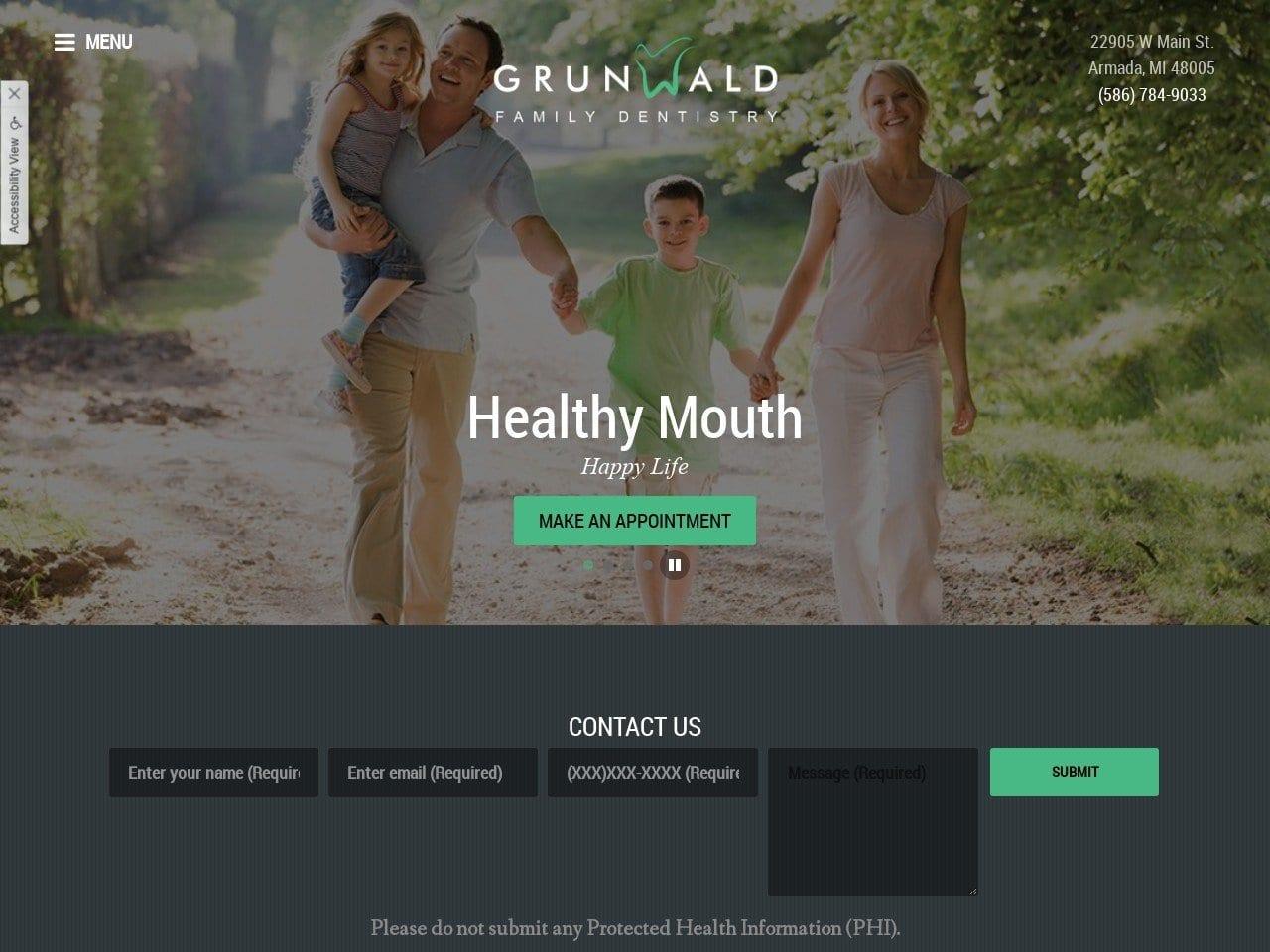Grunwald Family Dentist screenshot