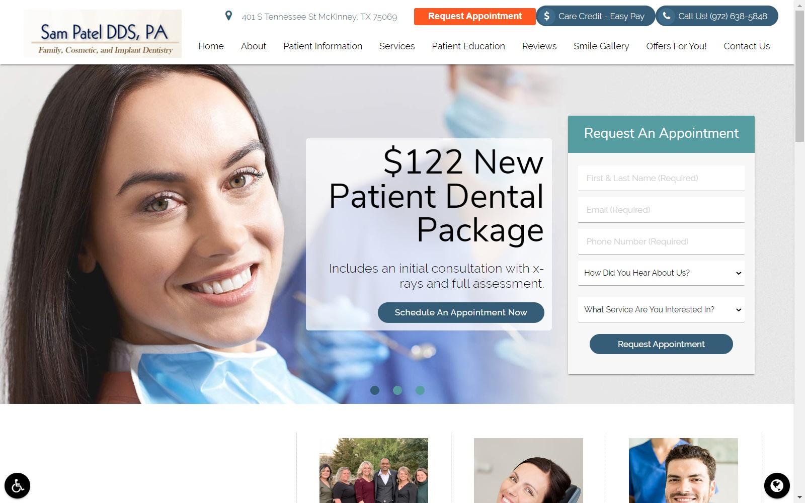 Sam Patel DDS, PA screenshot